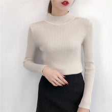 Load image into Gallery viewer, Red Beige Khaki Coffee Green Gray Black Brown Slim Turtleneck Sweater for Women Basic Pullovers Lady's Sweater Female Jumper