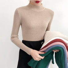Load image into Gallery viewer, Red Beige Khaki Coffee Green Gray Black Brown Slim Turtleneck Sweater for Women Basic Pullovers Lady's Sweater Female Jumper
