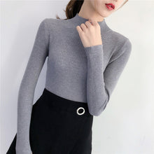 Load image into Gallery viewer, Red Beige Khaki Coffee Green Gray Black Brown Slim Turtleneck Sweater for Women Basic Pullovers Lady's Sweater Female Jumper