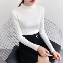 Load image into Gallery viewer, Red Beige Khaki Coffee Green Gray Black Brown Slim Turtleneck Sweater for Women Basic Pullovers Lady's Sweater Female Jumper
