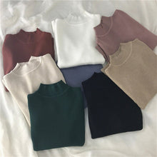 Load image into Gallery viewer, Red Beige Khaki Coffee Green Gray Black Brown Slim Turtleneck Sweater for Women Basic Pullovers Lady's Sweater Female Jumper
